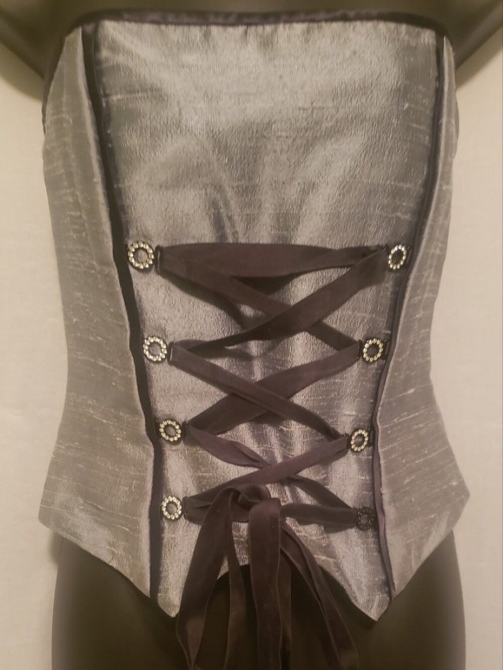 VTG Silk McClintock Corset Renaissance Costume Adj Tie
